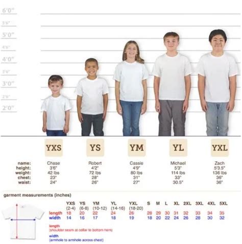 youth small size chart jersey